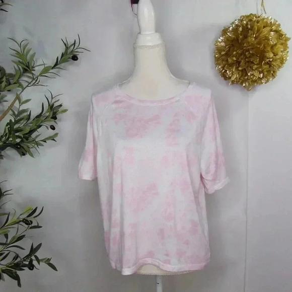 KIKIT Women's Pink Tie Dyed Short Sleeve Lounge Comfy Top Size L - Picture 1 of 8